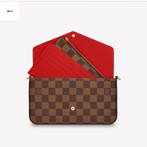 AUTHENTIC Louis Vuitton pouch insert for Felicie pochette in Damier Ebene.